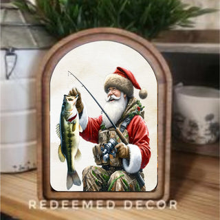 Fishing Santa Arch Framed Art, 6”x8”