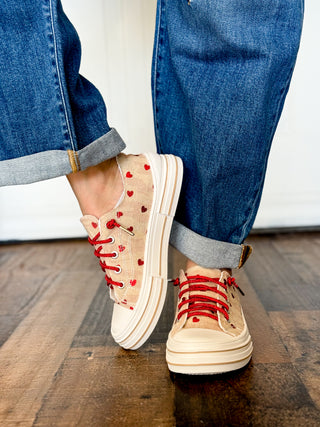*Pre Order* Very G Aman Slip On Sneaker, Natural Red Hearts