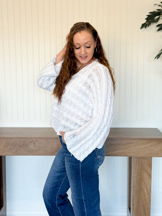 Twist & Turn Cable Knit Top, Ivory