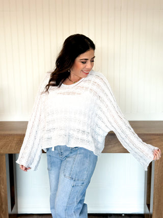 Twist & Turn Cable Knit Top, Ivory