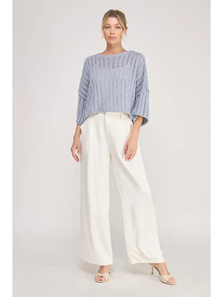 ALLIE ROSE Women's Dusty Blue Maple Sweater