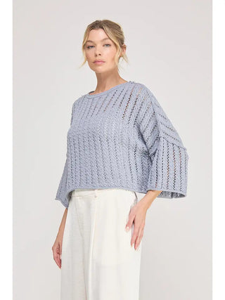 ALLIE ROSE Women's Dusty Blue Maple Sweater
