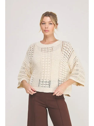 ALLIE ROSE Women's Champagne Sparkle Knit Sweater