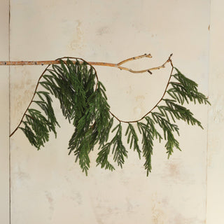 Faux cypress garland with realistic evergreen texture, 72 inches long