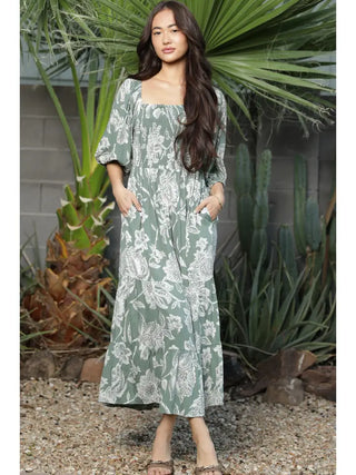 The Dandelion Drift Smocked Midi Dress