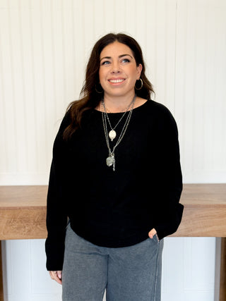 Soft Current Boatneck Pullover, Black