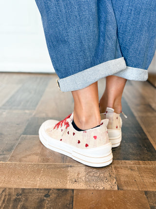 *Pre Order* Very G Aman Slip On Sneaker, Natural Red Hearts