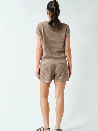 The Ocean Air Open Knit Top, Silken Taupe