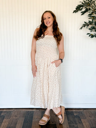 Cotton Wildflower Bodice Drop-Waist Midi Dress