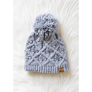 Winter Haven Cable Pom Hat, Gray