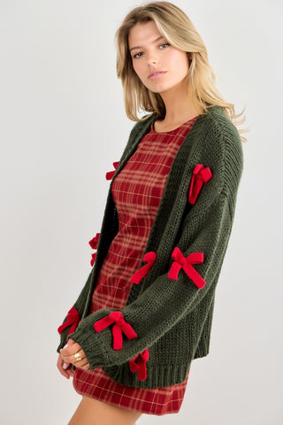 POLAGRAM Women's Wrapped in Bows Sweater Cardigan