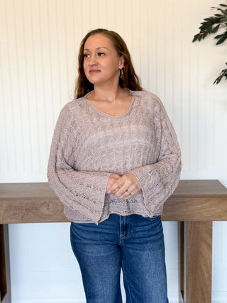 Twist & Turn Cable Knit Top, Caramel Almond