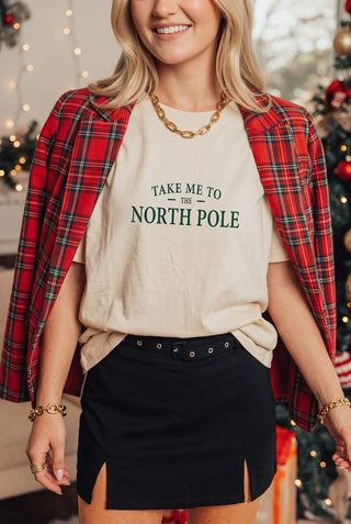 *PRE ORDER* Take Me To The North Pole Ivory Mock Neck Tee