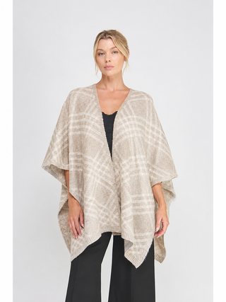 ALLIE ROSE Women's Harvest Plaid Wrap Poncho