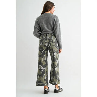 The Camo Trail Wide Leg Crop Pants
