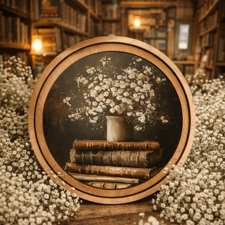 8" Round Books with Flowers Art - 420 Home Decor - The Farmhouse