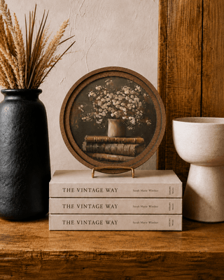 8" Round Books with Flowers Art - 420 Home Decor - The Farmhouse