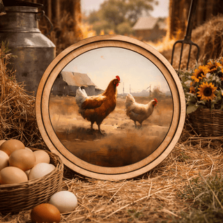 8" Round Chickens Art - 420 Home Decor - The Farmhouse