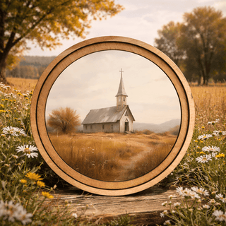 8" Round Church Art - 420 Home Decor - The Farmhouse