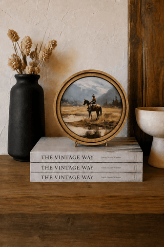 8" Round Mountain Cowboy Art - 420 Home Decor - The Farmhouse