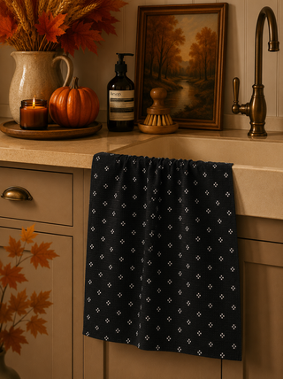 Geometry Night Bloom Tea Towel