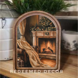 Holiday Mantel Arch Framed Art, 8.25”x11”
