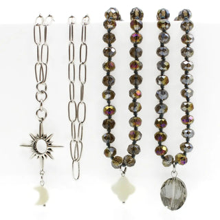 KD22 Just Breathe Starburst Fusion Layering Set – Silver finish / Silver-Grey Crystal Beads