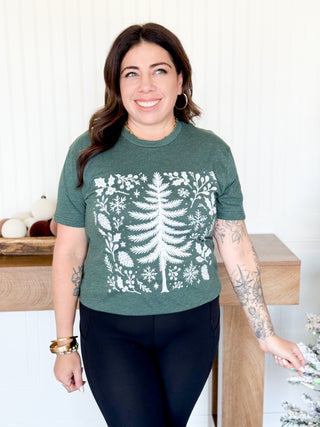Evergreen Christmas Tree Tee, Pine Green