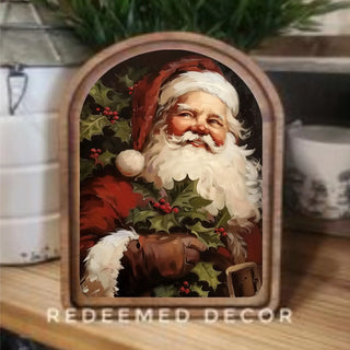Vintage Santa Arch Framed Art, 8.25 x 11”