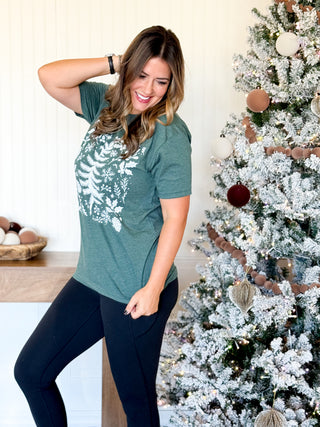 Evergreen Christmas Tree Tee, Pine Green