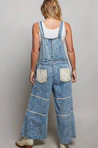 POL Women's Wide Leg Denim Overalls