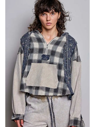 POL Women's Wheat & Flannel Vintage Hooded Top