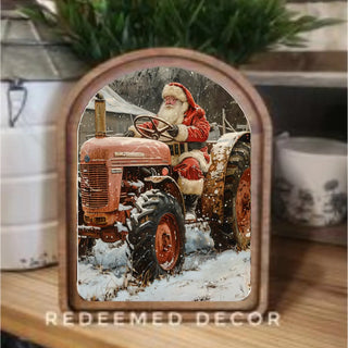 Tractor Santa Arch Framed Art, 8.25 x 11”