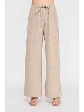 ALLIE ROSE Women's Oat & Honey Knit Wide-Leg Pants