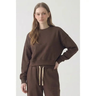THE BLANK LAB Women's Brownie Batter Terry Cropped Crewneck