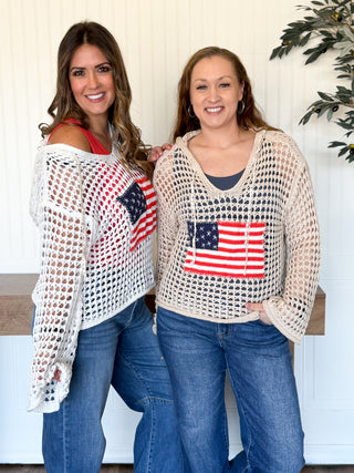 Stars & Stripes Lightweight Hoodie, Beige