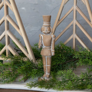 Standing soldier figure, 9.75 inches tall, for festive holiday mantel displays