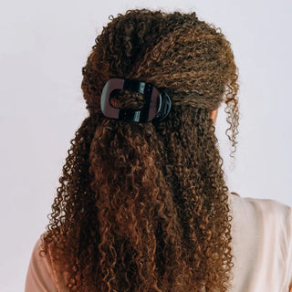 TELETIES Jet Black Flat Round Hair Clip (Medium)