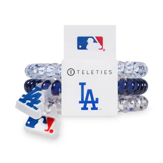 TELETIES Los Angeles Dodgers Spiral Hair Coils (Small, 3-Pack)