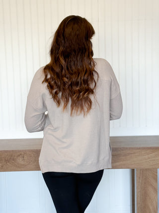 Warm Drift Cloudy Knit Top, Taupe