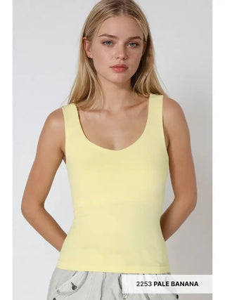 The Darling Neckline Tank, Pale Banana