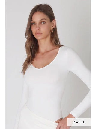 NIKIBIKI Women's Jersey V Neck Long Sleeve Bodysuit, White