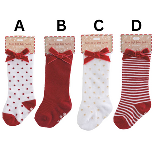 Kids Velvet Bow Knee High Socks