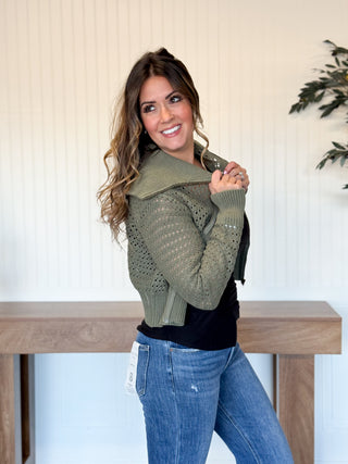 Olive Grove Zip-Up Knit Jacket