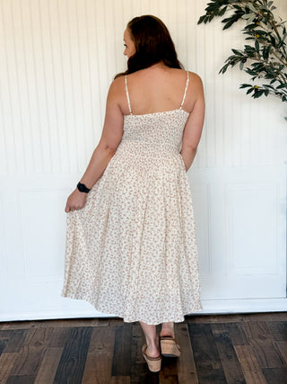 Cotton Wildflower Bodice Drop-Waist Midi Dress