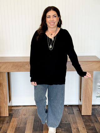 Everyday Ease V-Neck Sweater, Black