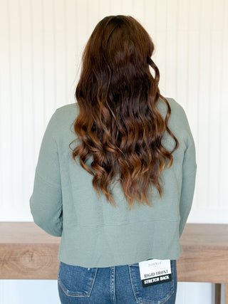 Soft Skies Cloudy Knit Top, Army