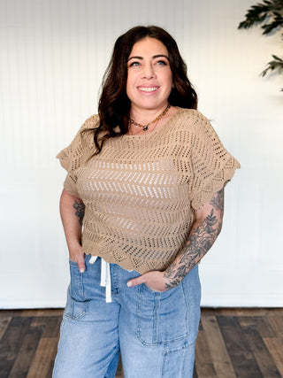 Sunlit Stroll Open-Weave Crochet Sweater