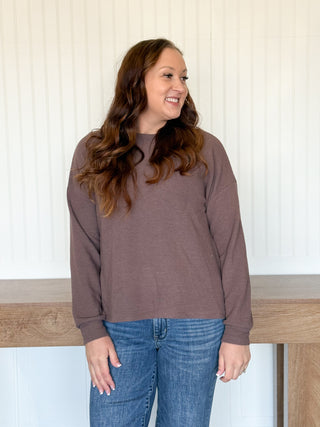 Warm Drift Cloudy Knit Top, Brown