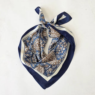 PRETTY SIMPLE Alice Square Scarf, Light Blue Paisley